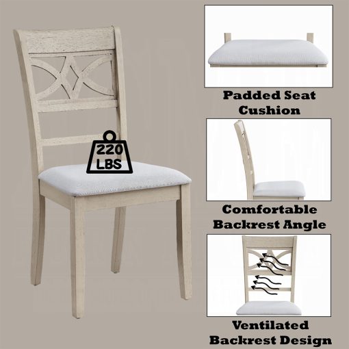 Acme Ferris Beige Linen & Antique Bone White Side Chair - Set of 2 - Image 7
