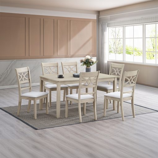 Acme Ferris Beige Linen & Antique Bone White Side Chair - Set of 2 - Image 8