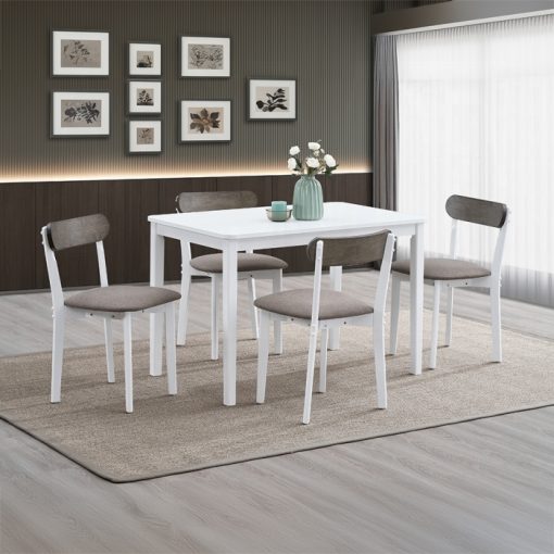 Acme Fidelity Brown Linen & White 5Pc Pack Dining Set