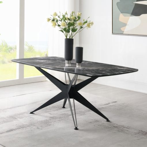 Acme Klaus Crystal Tempered Glass Top & Black Dining Table