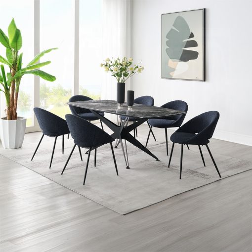 Acme Klaus Crystal Tempered Glass Top & Black Dining Table - Image 5