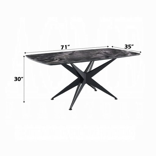 Acme Klaus Crystal Tempered Glass Top & Black Dining Table - Image 6