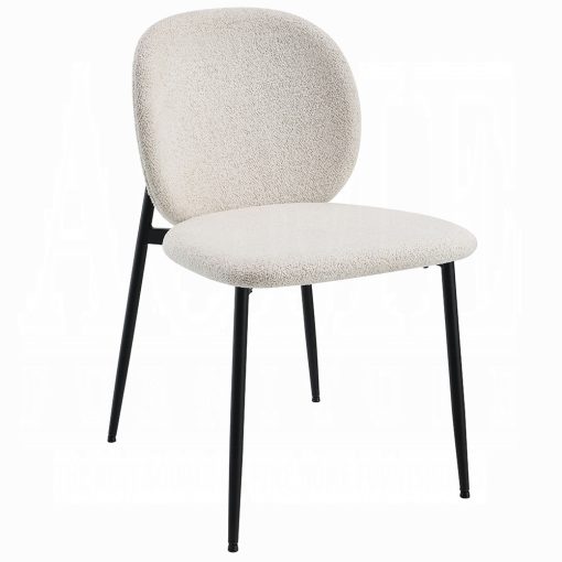 Acme Klaus White Boucle & Black Side Chair - Set of 2 - Image 2