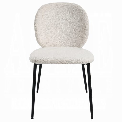 Acme Klaus White Boucle & Black Side Chair - Set of 2 - Image 3