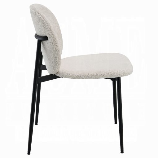 Acme Klaus White Boucle & Black Side Chair - Set of 2 - Image 4