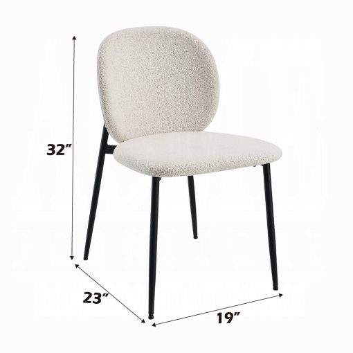 Acme Klaus White Boucle & Black Side Chair - Set of 2 - Image 6