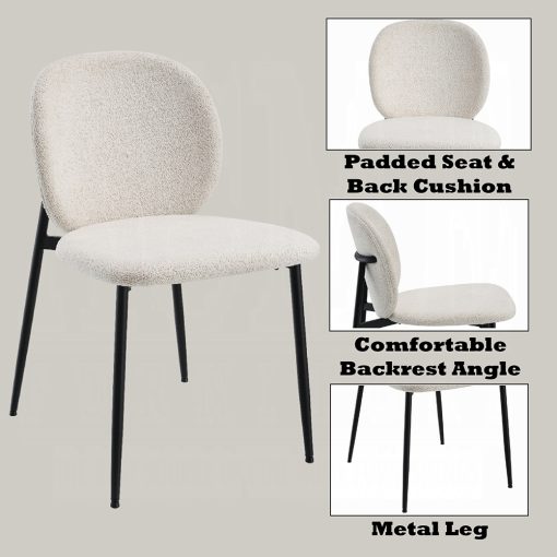 Acme Klaus White Boucle & Black Side Chair - Set of 2 - Image 7