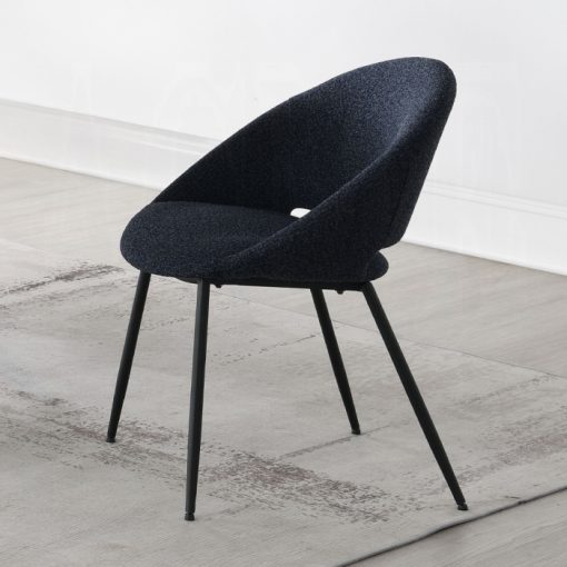 Acme Klaus Navy Boucle & Black Side Chair - Set of 2