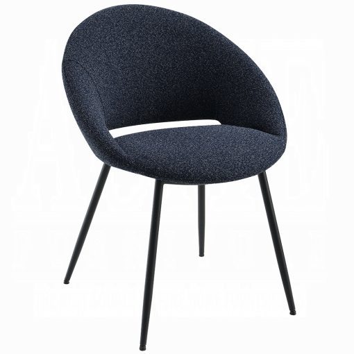 Acme Klaus Navy Boucle & Black Side Chair - Set of 2 - Image 2