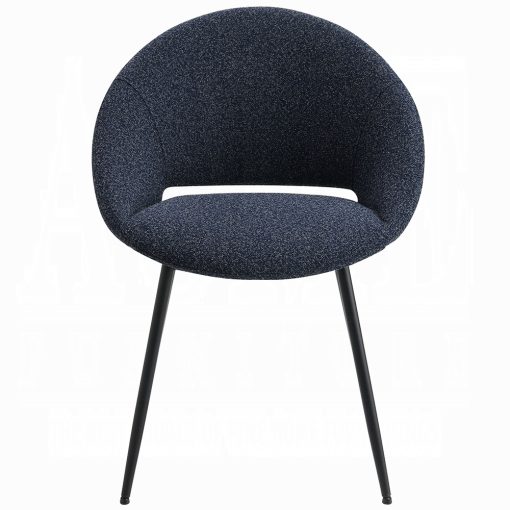 Acme Klaus Navy Boucle & Black Side Chair - Set of 2 - Image 3