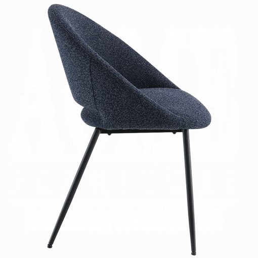 Acme Klaus Navy Boucle & Black Side Chair - Set of 2 - Image 4