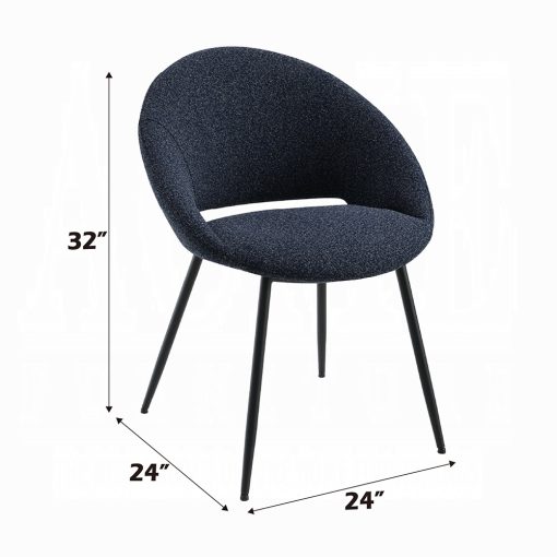 Acme Klaus Navy Boucle & Black Side Chair - Set of 2 - Image 6