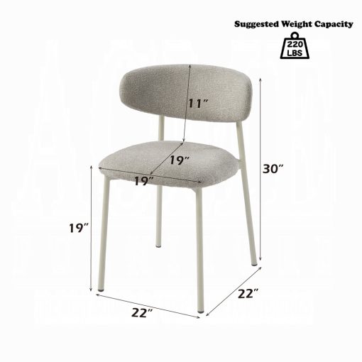 Acme Ingram Light Gray Boucle Side Chair - Set of 2 - Image 8