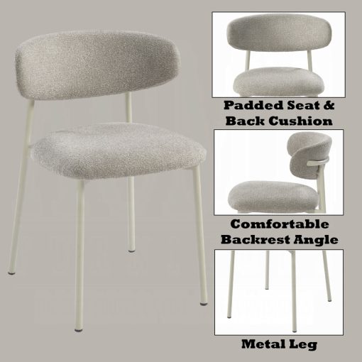 Acme Ingram Light Gray Boucle Side Chair - Set of 2 - Image 9