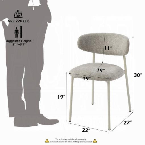 Acme Ingram Light Gray Boucle Side Chair - Set of 2 - Image 10