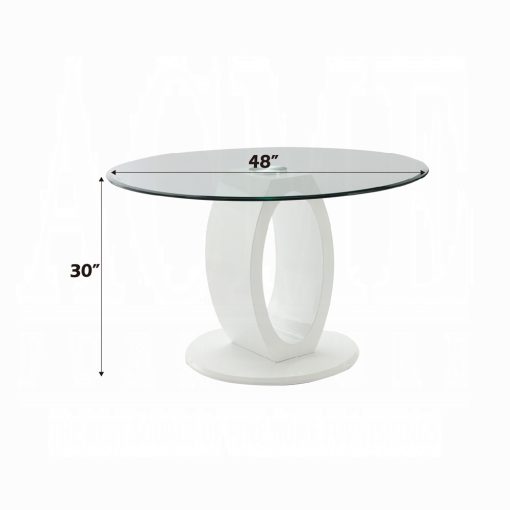 Acme Larry Glass Top, White High Gloss Round Dining Table - Image 4