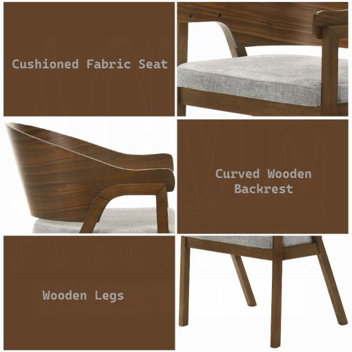 Acme Hoyte Walnut Arm Chair - Set of 2 - Image 5