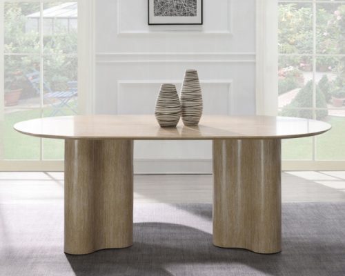 Acme Jirina Travertine Pattern Dining Table