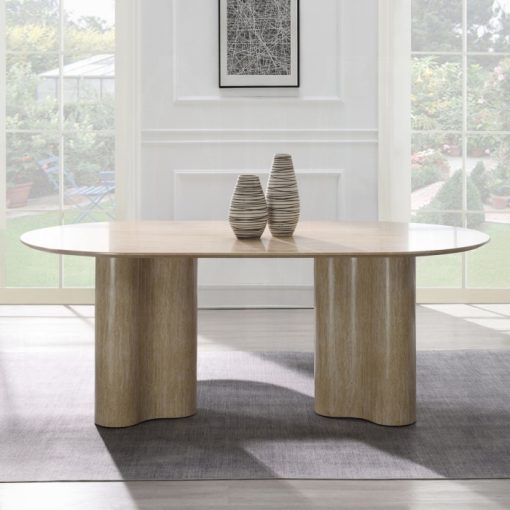 Acme Jirina Travertine Pattern Dining Table