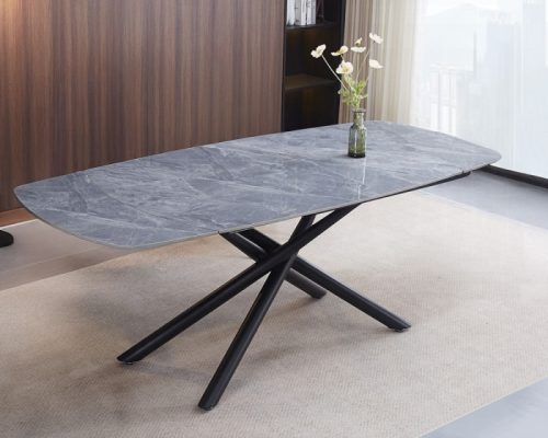 Acme Hester Ceramic Top & Black Dining Table