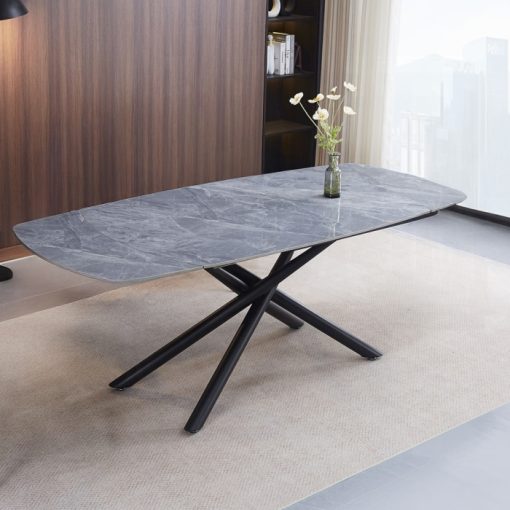 Acme Hester Ceramic Top & Black Dining Table