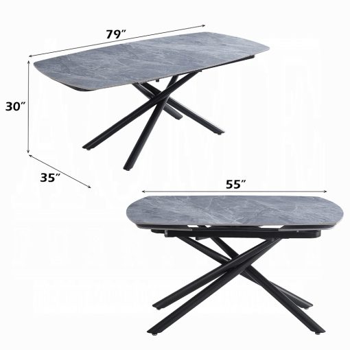 Acme Hester Ceramic Top & Black Dining Table - Image 6