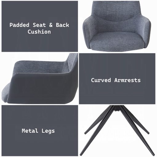 Acme Hester Gray Fabric Arm Chair - Set of 2 - Image 6