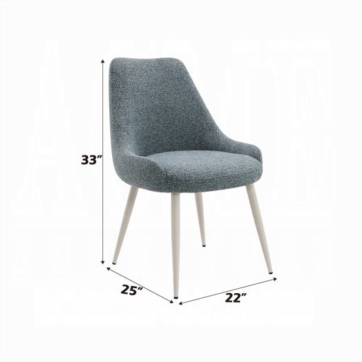 Acme Laela Blue Boucle & Bone White Side Chair - Set of 2 - Image 5