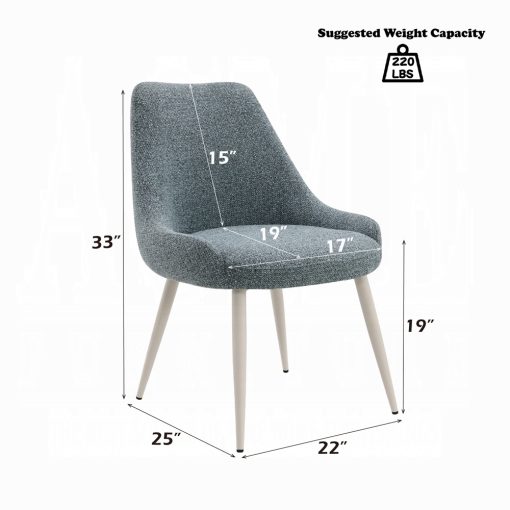 Acme Laela Blue Boucle & Bone White Side Chair - Set of 2 - Image 8