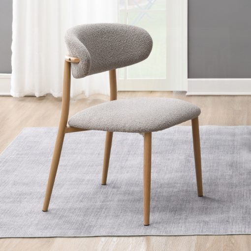Acme Kacey Gray Boucle & Natural Side Chair - Set of 2