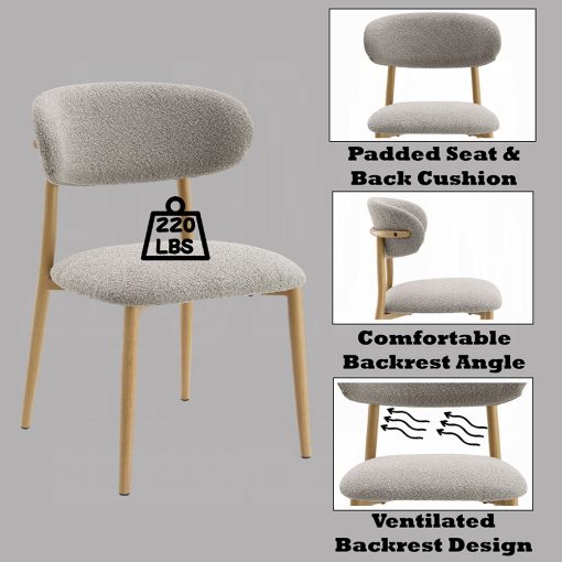 Acme Kacey Gray Boucle & Natural Side Chair - Set of 2 - Image 6
