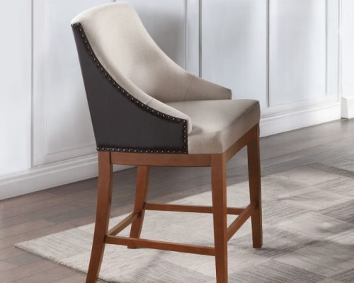 Acme Gilsea Fabric, Brown Synthetic Leather & Brown Counter Height Chair - Set of 2