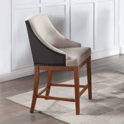 Acme Gilsea Fabric, Brown Synthetic Leather & Brown Counter Height Chair - Set of 2