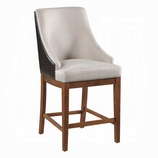 Acme Gilsea Fabric, Brown Synthetic Leather & Brown Counter Height Chair - Set of 2 - Image 2