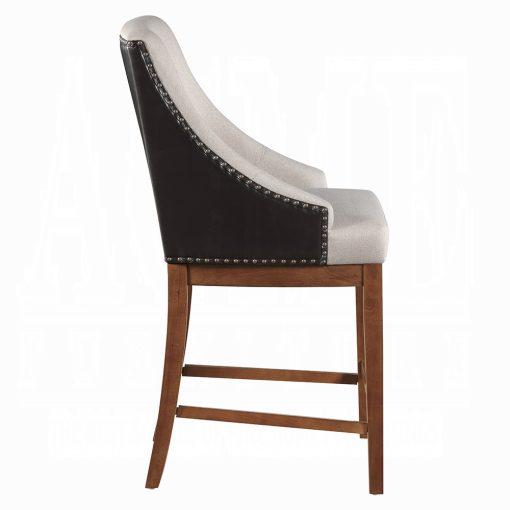 Acme Gilsea Fabric, Brown Synthetic Leather & Brown Counter Height Chair - Set of 2 - Image 4
