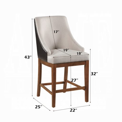 Acme Gilsea Fabric, Brown Synthetic Leather & Brown Counter Height Chair - Set of 2 - Image 6