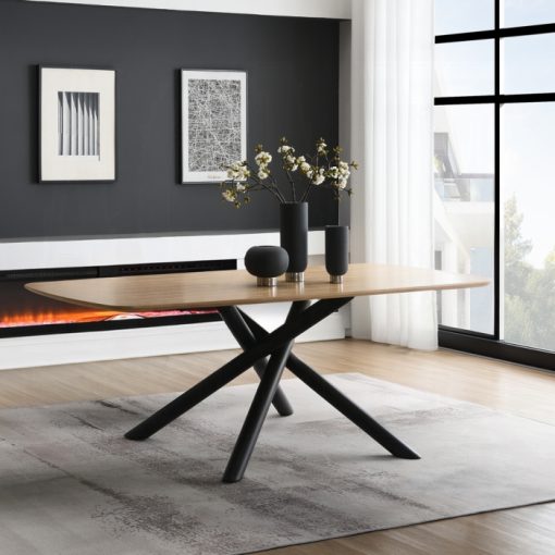 Acme Lawton Natural & Black Dining Table