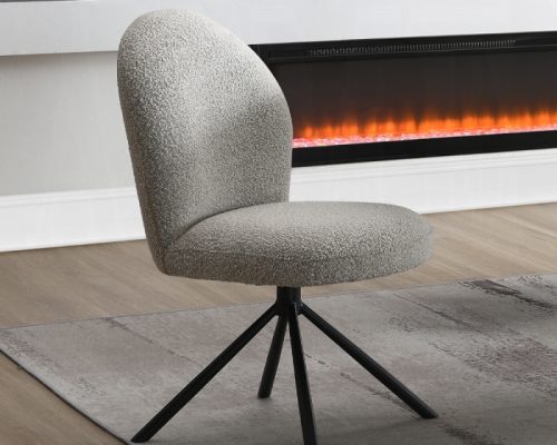 Acme Lawton Gray Boucle & Black Side Chair w/Swivel - Set of 2