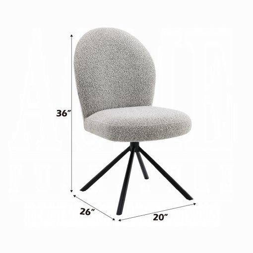 Acme Lawton Gray Boucle & Black Side Chair w/Swivel - Set of 2 - Image 5