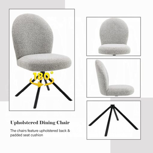 Acme Lawton Gray Boucle & Black Side Chair w/Swivel - Set of 2 - Image 6