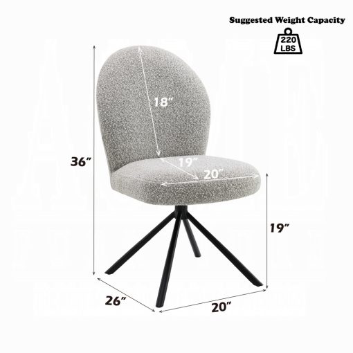 Acme Lawton Gray Boucle & Black Side Chair w/Swivel - Set of 2 - Image 8