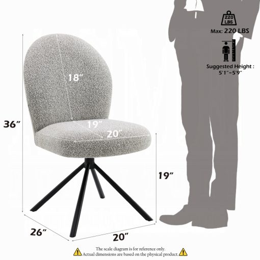 Acme Lawton Gray Boucle & Black Side Chair w/Swivel - Set of 2 - Image 9