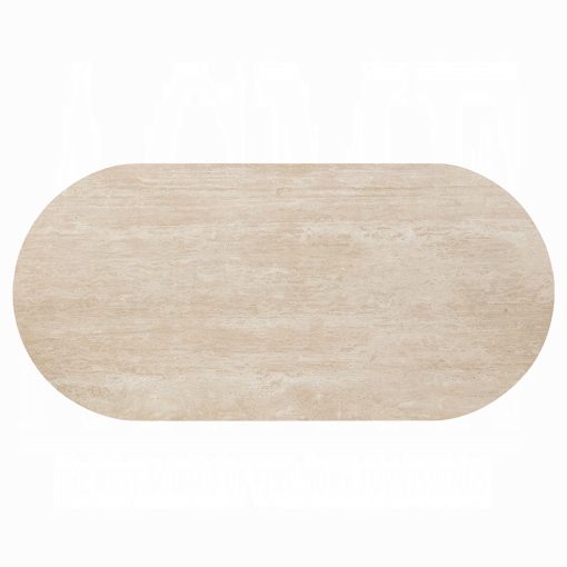 Acme Leonardo Travertine Top & Dark Oak Dining Table - Image 4