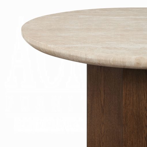 Acme Leonardo Travertine Top & Dark Oak Dining Table - Image 5