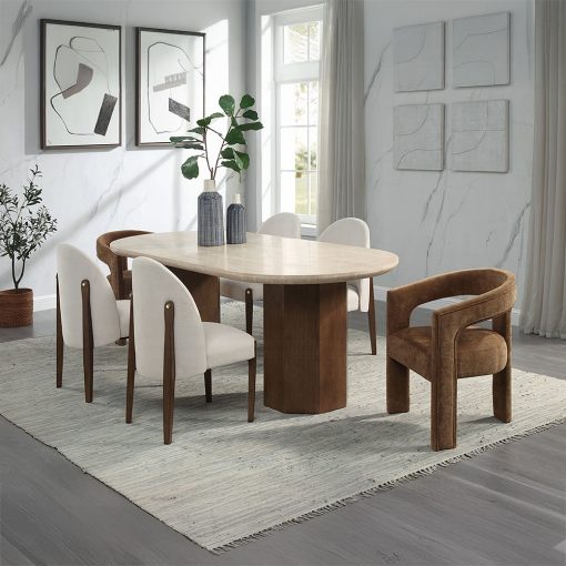 Acme Leonardo Brown Linen Arm Chair - Set of 2 - Image 9