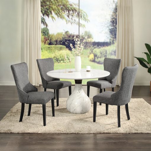 Acme Koen Engineering Marble Top, White & Black Round Dining Table - Image 5