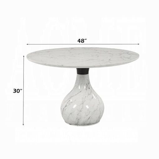 Acme Koen Engineering Marble Top, White & Black Round Dining Table - Image 6