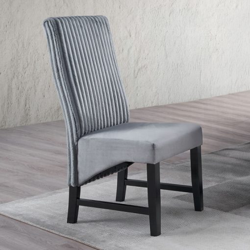 Acme Kini Gray Corduroy & Black Side Chair - Set of 2
