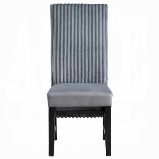 Acme Kini Gray Corduroy & Black Side Chair - Set of 2 - Image 3