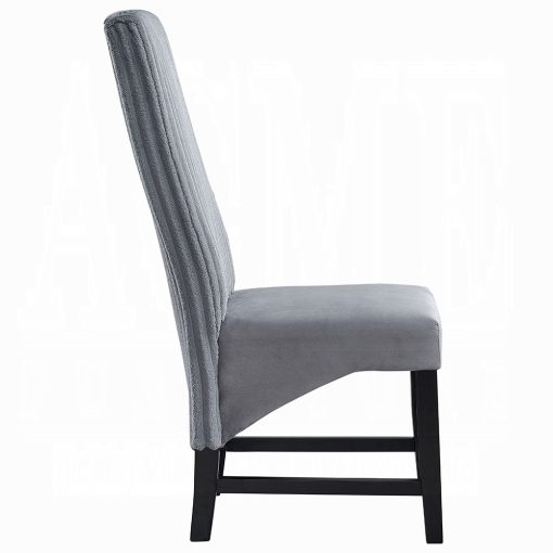 Acme Kini Gray Corduroy & Black Side Chair - Set of 2 - Image 4
